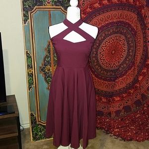 Maroon Rita Halter Dress from Unique Vintage